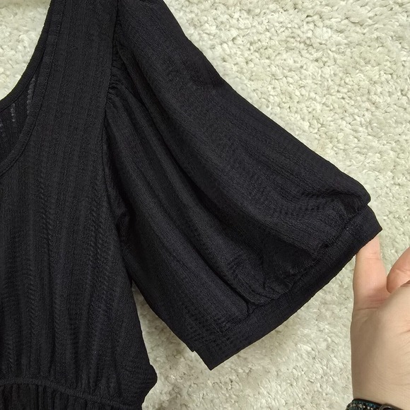 Maeve Top Women 3X Black Pullover Puff Sleeve Stretch Minimalist Anthropologie - Picture 3 of 12